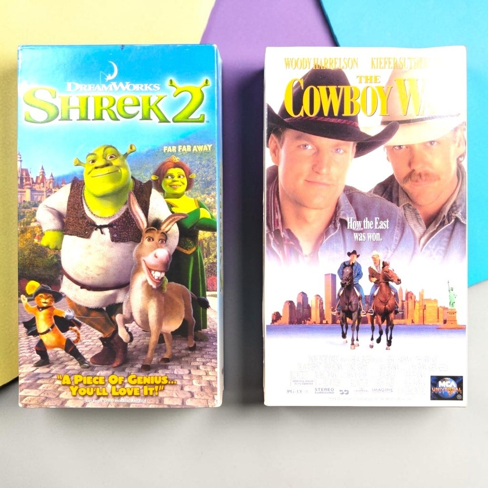 DreamWorks Shrek 2 Cowboy Way VHS Lot 1994 2004 VTG Comedy Rare Late Release